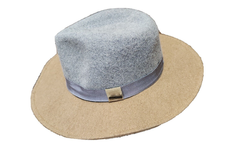 ROXY Wool blend Fedora Hat Two-Tone Flat Brim structured tear drop Women's S/M