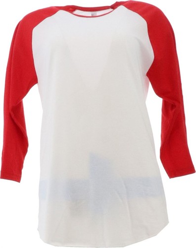 American Apparel 50/50 Raglan 3/4 Sleeve T-Shirt M White Red NEW (449) - Picture 3 of 3
