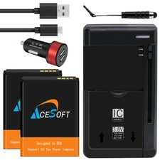 2x 1520mAh Excellent Battery Charger Cable for Alcatel Cingular Flip 2 OT-4044O