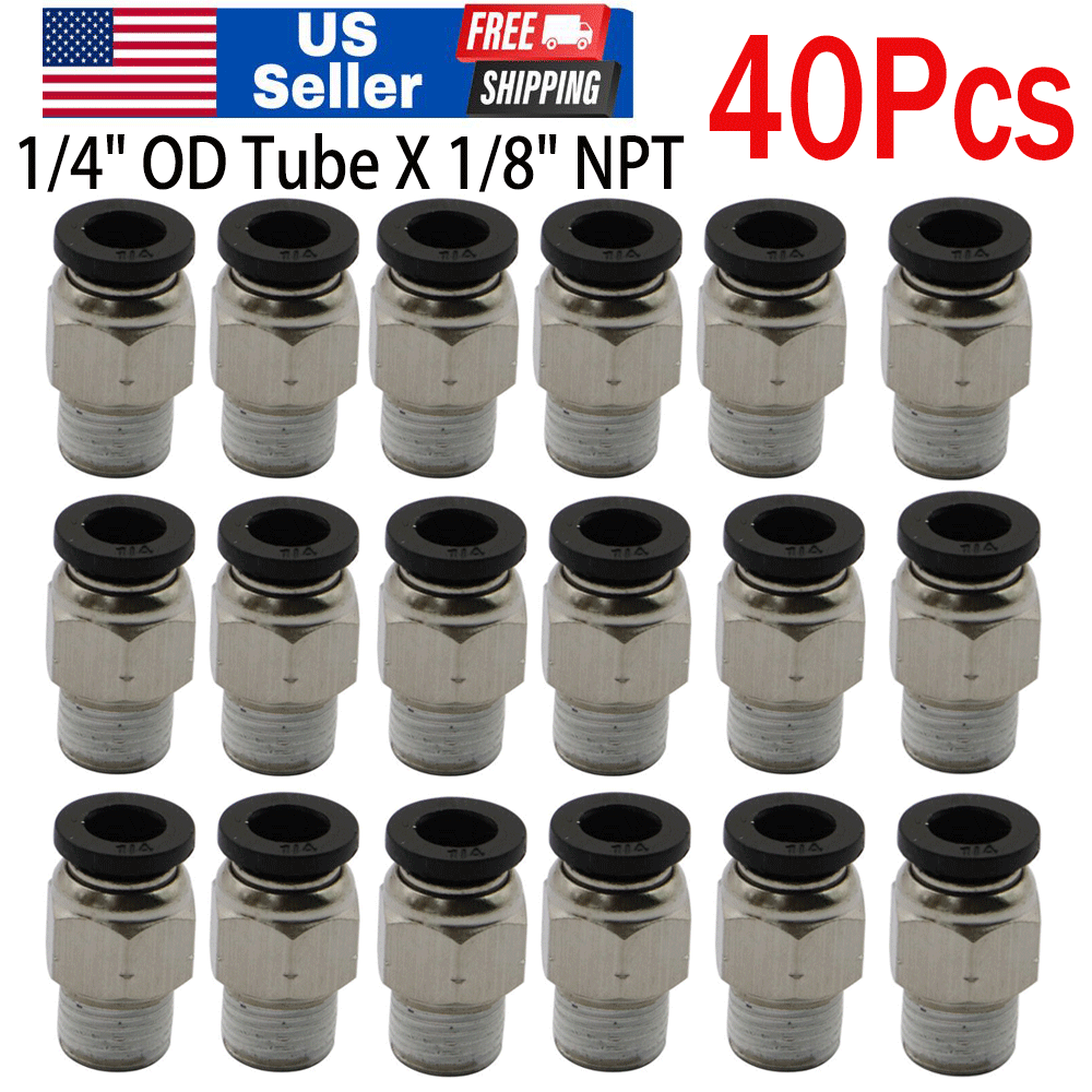 20 Pack 1/8 Male NPT X 1/4 OD Tube Female Push In To Lock Connect Straight Fitting Prevost Rpdmr4120