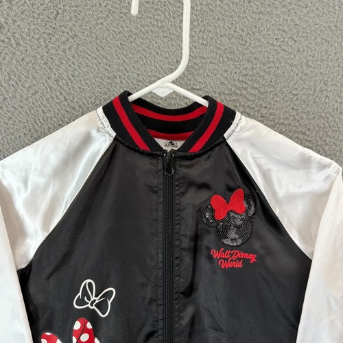 Vintage Minnie Mouse Bomber Jacket Girls M Walt Disney Full Zip Casual Cartoon - Picture 3 of 7