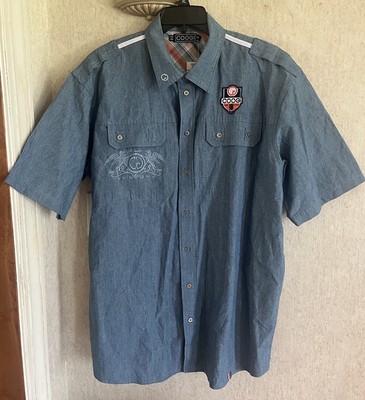 NEW Men's Coogi 3XL Blue Short Sleeve Shirt Button Up Logo