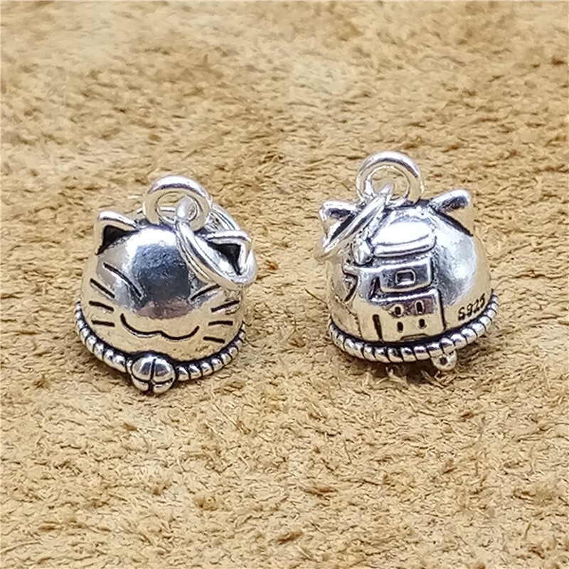925 Sterling Silver Cat Collar Fortune Lucky Charm for Bracelet