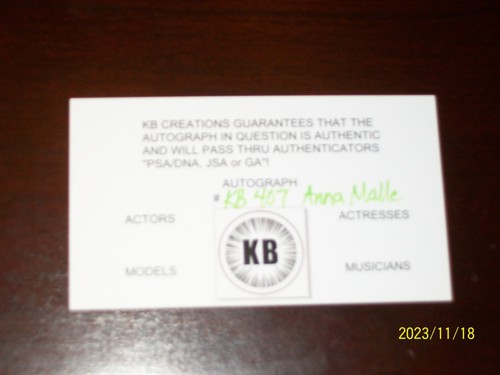 ANNA MALLE "ADULT FILM STAR" SIGNED AUTOGRAPHED 3X5 INDEX CARD #407 - Picture 3 of 3