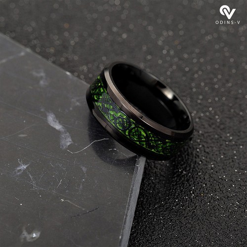 Fashion Silver Celtic Dragon Titanium Stainless Steel Men's Wedding Band Rings - Picture 5 of 7