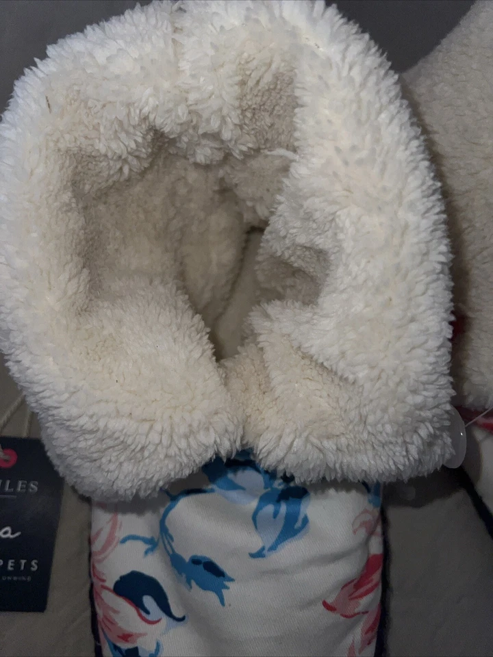 JOULES Botas de Té y Crumpeta Zapatilla Floral Invierno Cálidas Peludas Talla EE. UU. 9/10 Nuevas Foto 4 de 4