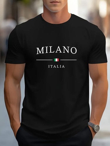 Camiseta Para Hombre Estampada Milano, Cómoda Y Elástica Cuello Redondo T-shi - Imagen 6 de 51