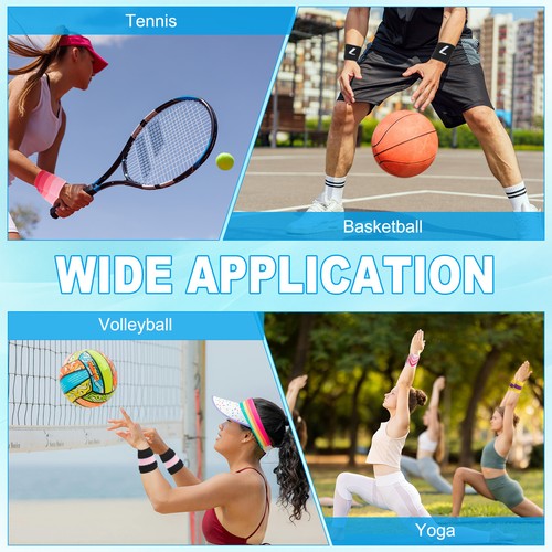 2 Pcs Sports Wristband Sweatbands for Men and Women, Pink/Blue - Picture 6 of 6