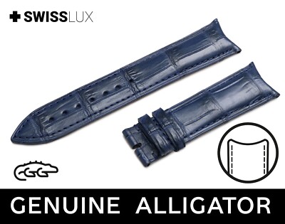 For CHOPARD BLUE Alligator Curved Ends Watch Crocodile Leather Strap Band Clasp