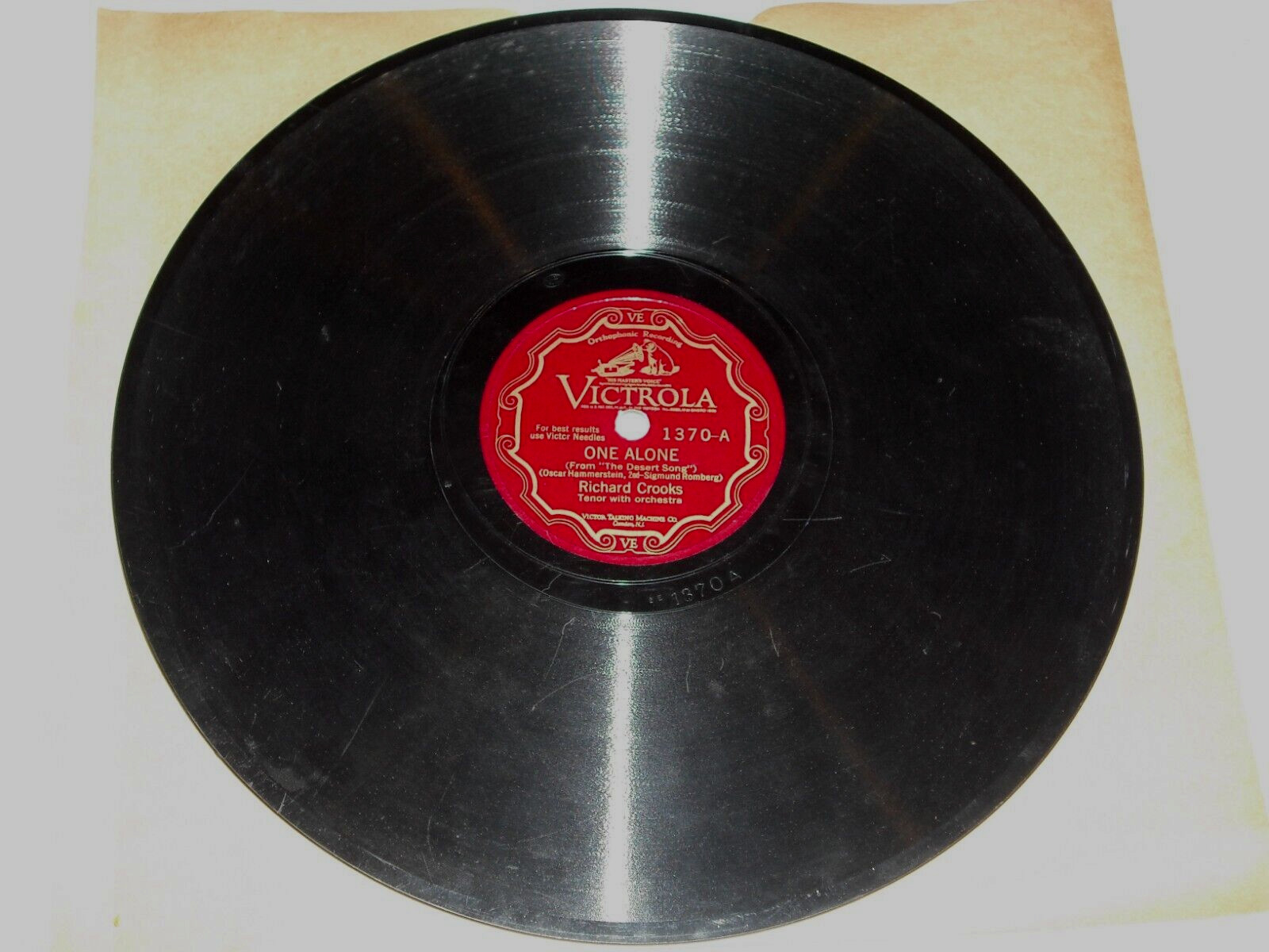 RICHARD CROOKS-One Alone (1929) VICTROLA 10" Shellac Single