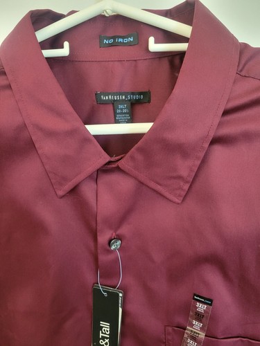 Van Heusen Studio Men's 3XLT Burgundy Red Cotton Blend Button Up Long Sleeve - Picture 3 of 6
