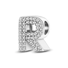 MULA Original Letter R Charm Clear AAA CZ Fit Women Bracelet 925 Sterling Silver
