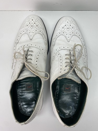 Classic Traditions Dexter Men's White Wingtip Golf Shoes Leather Size 9.5 D - Picture 5 of 8