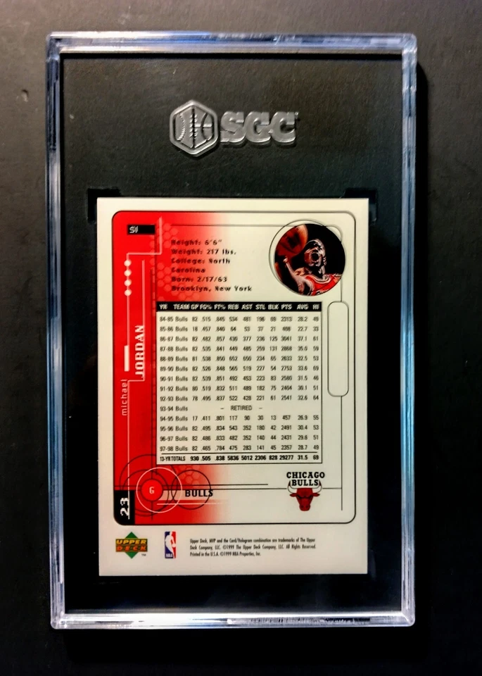 MICHAEL JORDAN PROMO 1999 MVP SILVER SIGNATURE CARD SGC 9 MINT. - Image 2 of 2