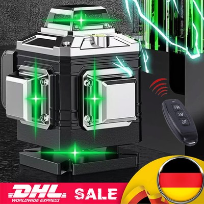 16 Line Laser Level Kreuzlinienlaser 4D 360° Wasserwaage Selbstnivellierend DE