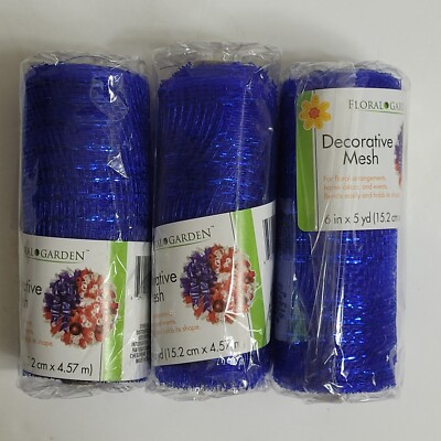 ROYAL BLUE Lot of 3 Rolls 6'' x 5 yds (15 Feet) Deco Mesh for Wreaths