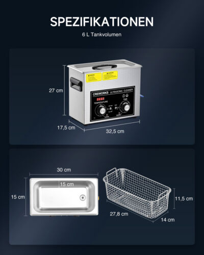 6L Ultraschallreinigungsgerät Entgas Ultrasonic cleaner inkl. Korb - Bild 8 von 8