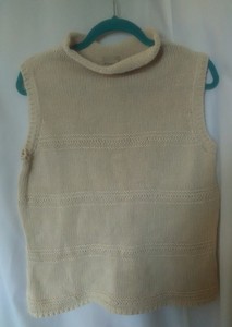 Massini-Women-039-s-Sleeveless-Sweater-Size-Large-Beige-Knitted-Cowl-Neck-Pullover