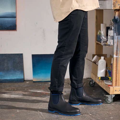 Blundstone 2343 Boots Unisex Classic Chelsea Black Blue Leather Ankle Boot - Picture 8 of 13