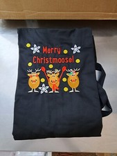 Christmas Chef Apron Black With "Merry Christmoose" Adult Size
