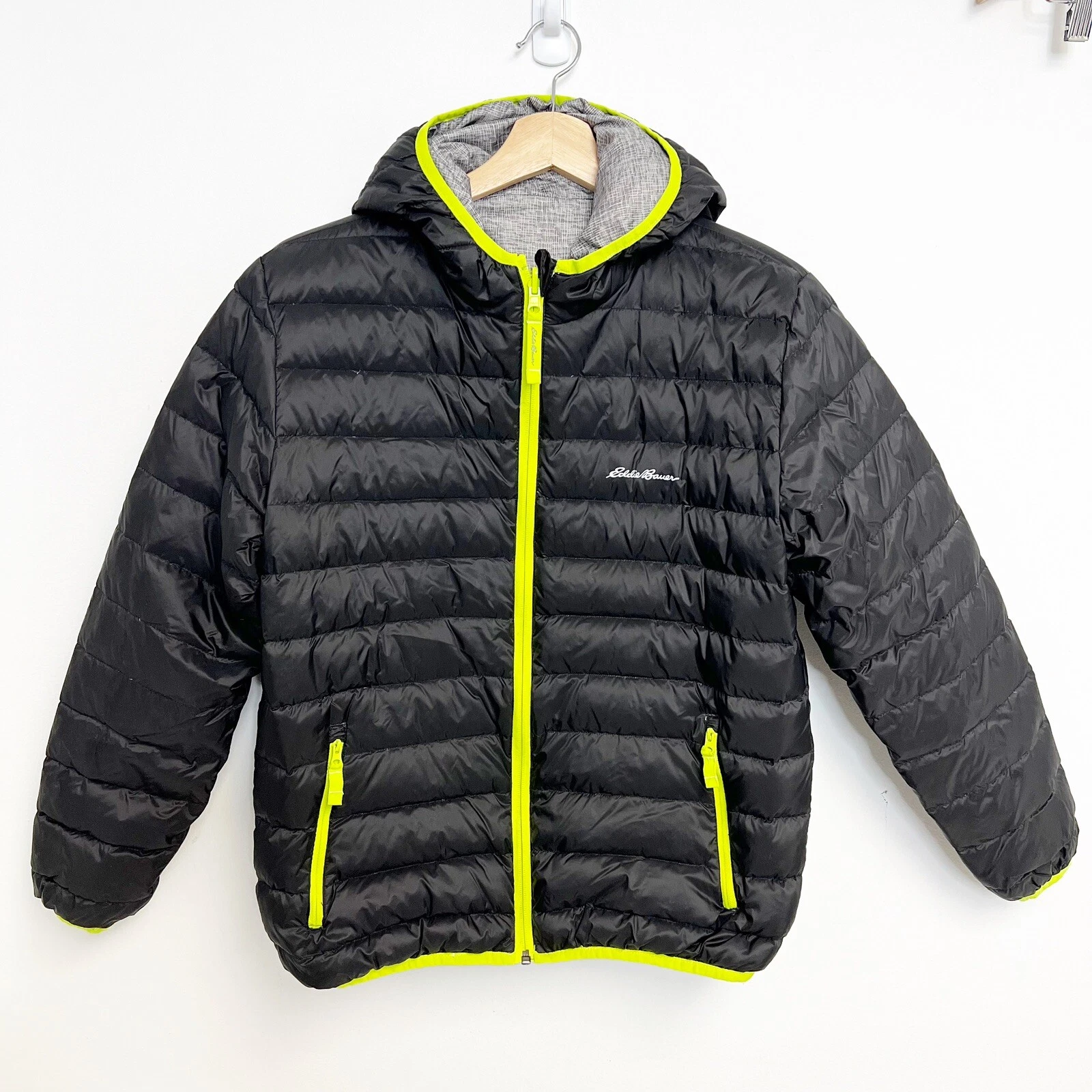 Eddie Bauer Reversible Puffer Jacket Kids Large 14/16 Full Zip Outdoors Down