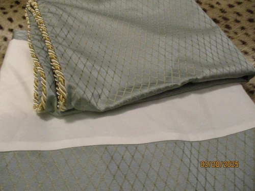 CROSCILL DIAMOND AQUA BLUE KING BED SKIRT SPLIT CORNER & 1 PILLOW SHAM 2 PIECE