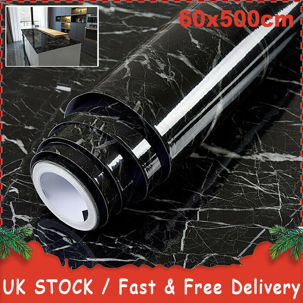 5M Gloss Marble PVC Sticky Back Vinyl SelfAdhesive Cupboard Door