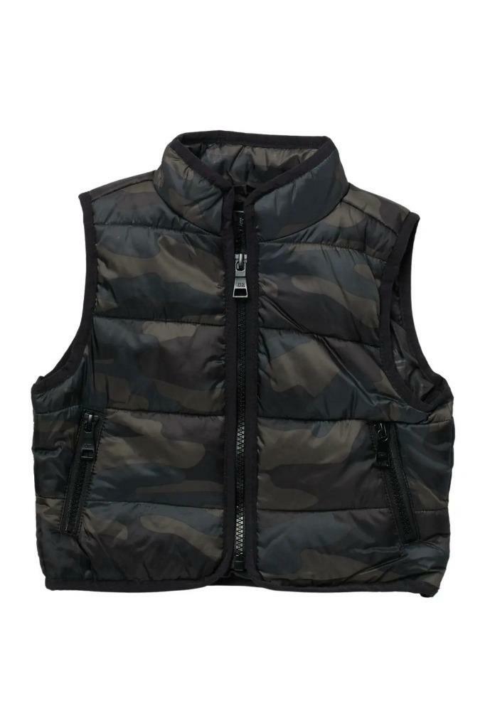Urban Republic Camo Print Olive Reversible Puffer Vest 24M