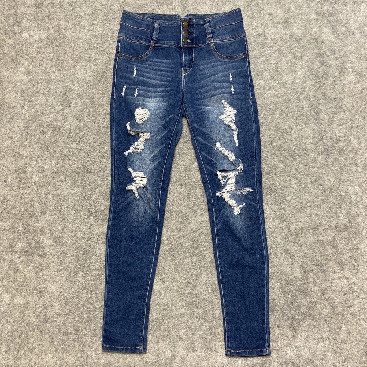 Astor Denim Distressed Skinny Jeans Women's Size Dark Blue Faded