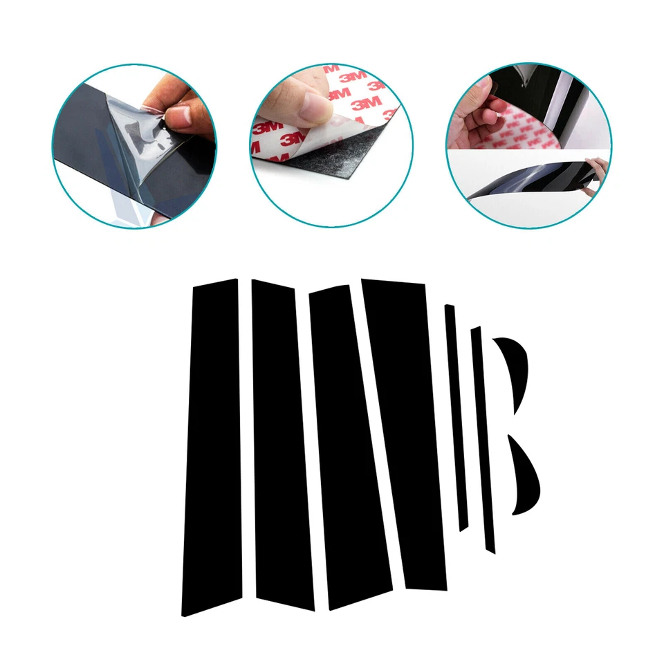 Juego de cubiertas de panel de pilar postes de puerta negros de 4 puertas para Toyota Camry 2018, 8 piezas Foto 3 de 4