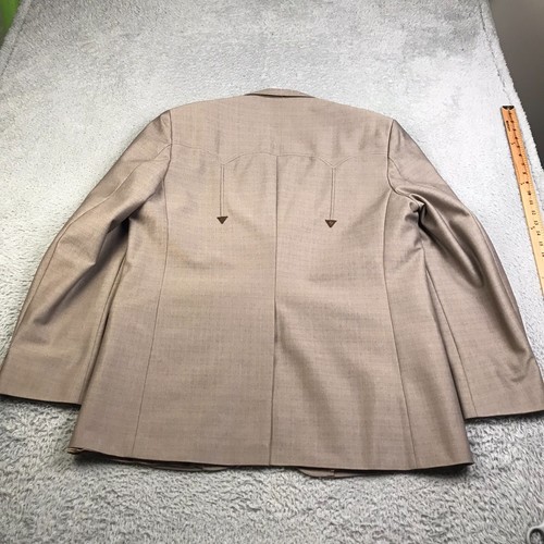 Circle S Western Suit Uomo 46L Giacca + Pantalone (38x33) Marrone Plaid Vintage Cowboy - Foto 15 di 24