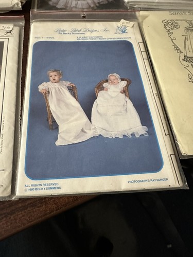 Smocked Christening Gown Infant Sewing Pattern Lot x6 Uncut Smocking - Picture 6 of 8