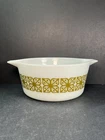 Vintage PYREX “Green Square Flowers” #474-b 1.5 qt Cinderella Casserole Dish