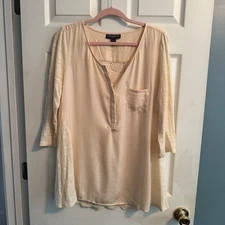 A Pea in the Pod Maternity Tunic Top L/G Lace Back Cream Beige