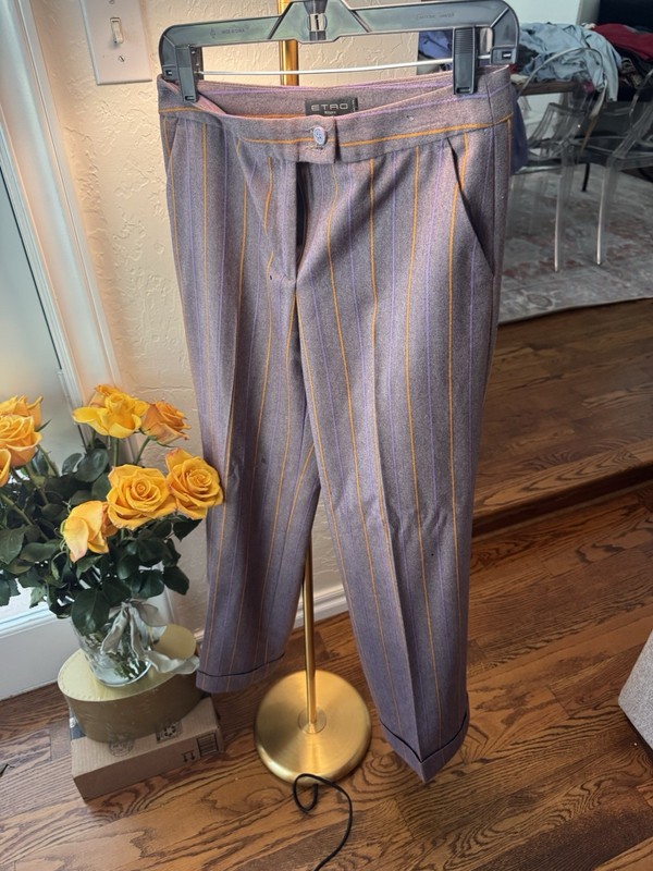 Etro Wool & Cashmere Pants Lavender/purple Cuffed