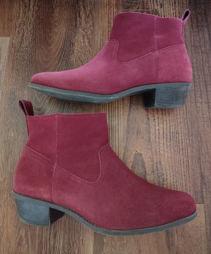 Bottines femme Vionic Vera vin rouge daim talon bloc fermeture éclair ~ taille 10 large - Photo 6/10