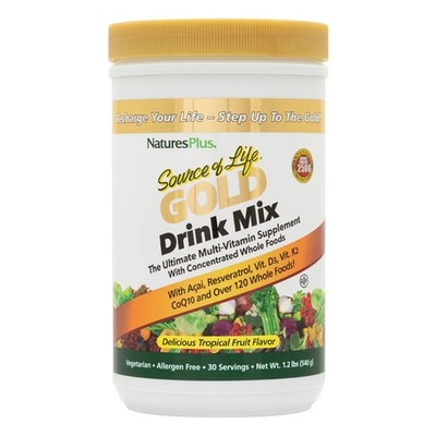 NaturesPlus Source of Life Gold Drink Mix Tropical Fruit Flavor 1.2lb Multi-Vita