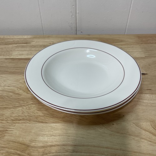 Gastronomie Arcopol France White/Bordeaux Salad Plates Set of 6 - Picture 3 of 12