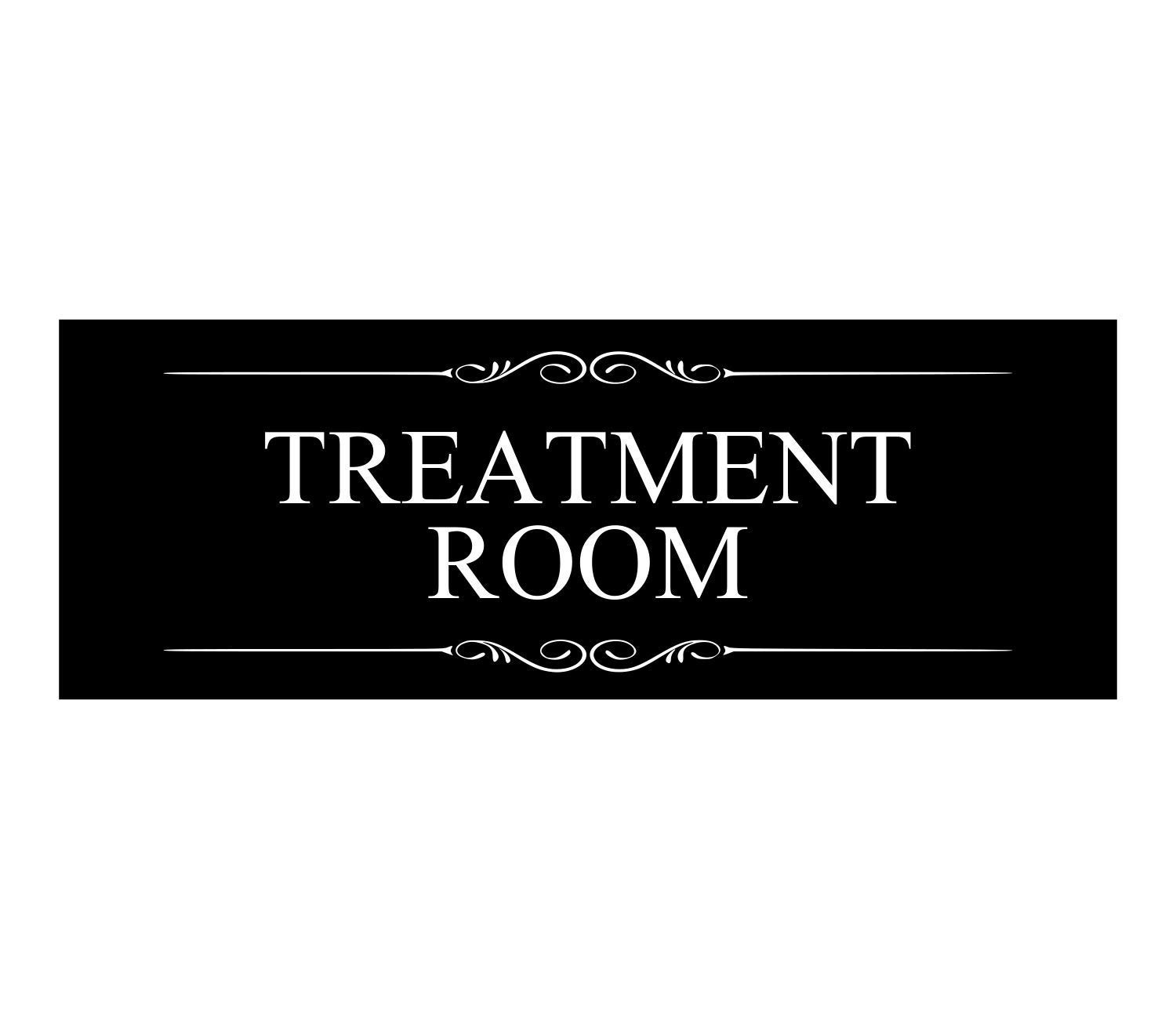 Treatment Room Sign – Black Acrylic Self Adhesive Door Plaque 110×170 mm UK