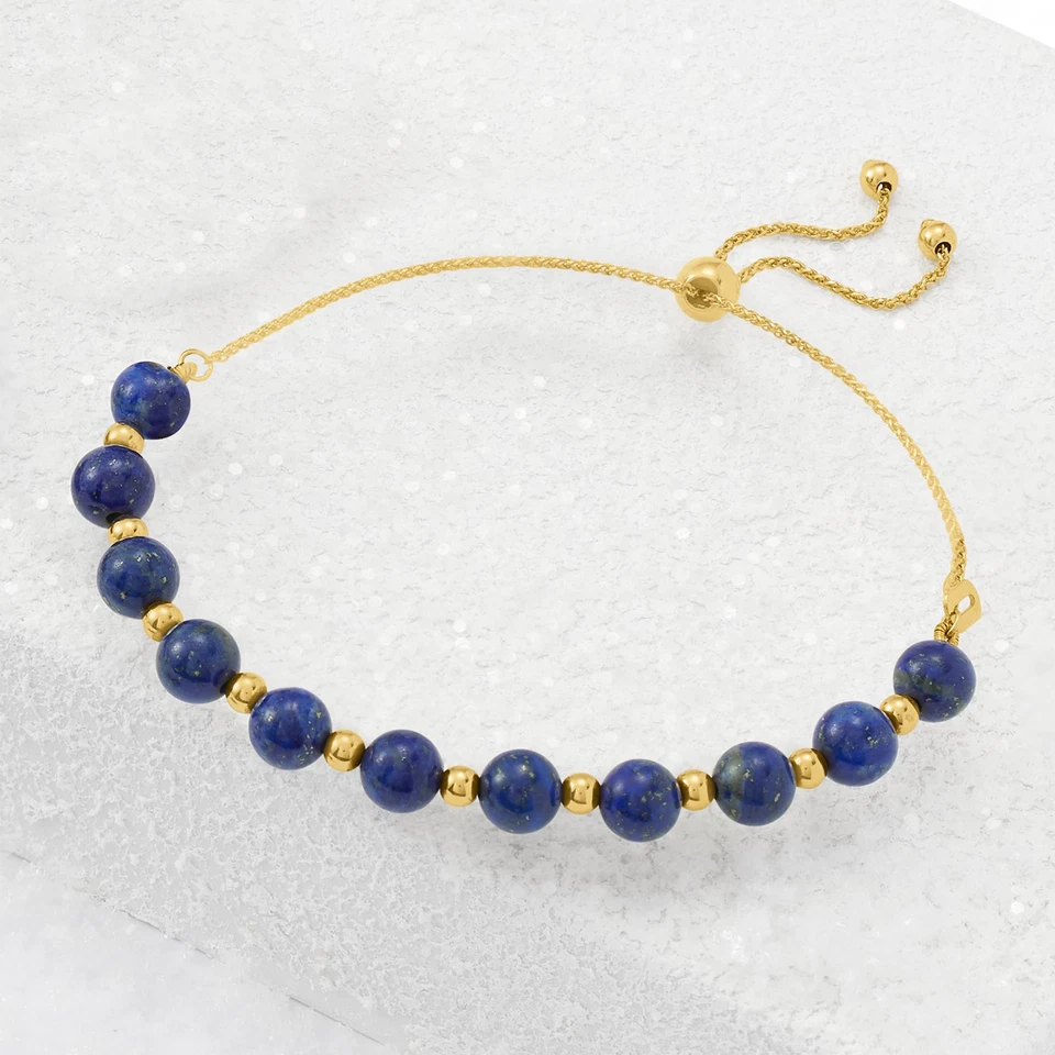 Ross-Simons Lapis and 14kt Yellow Gold Bead Bolo Bracelet - Image 4 of 4