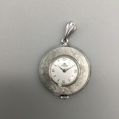 Vtg Bucherer Pendant Necklace Watch Womens 30mm Silver Tone Manual
