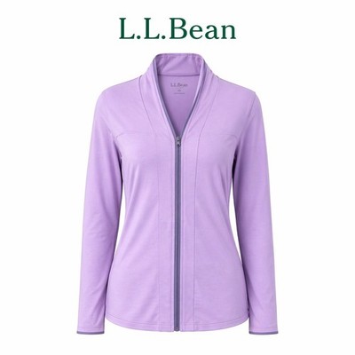 Ladies Lavendar Purple LL Bean Zip Up Nylon Lycra Jacket Athletic Pickleball XS