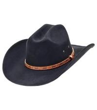 Cowboy Hat for Men and Women - Cattleman Wide Brim 7 1/8-7 1/4 Dark Black