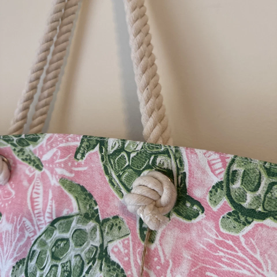 Bolso de Mano Tommy Bahama Tortuga Estampado Gráfico Lona Playa Viaje Resort Vacaciones Foto 3 de 4