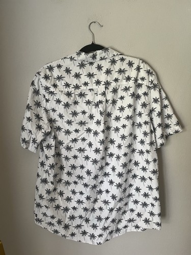 Chaps Button Down Shirt Men's Size Large Short Sleeve Palm Trees All Over White - Picture 2 of 3