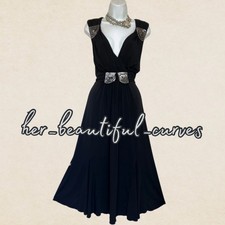 JOANNA HOPE RICH BLACK SEQUINS OCCASION EVENING PARTY DRESS SIZE 20