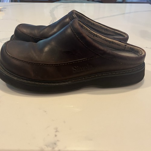 Simple Shoes Mens US 9.5 The Original Clog Brown Premium Leather Slip On - Picture 2 of 14