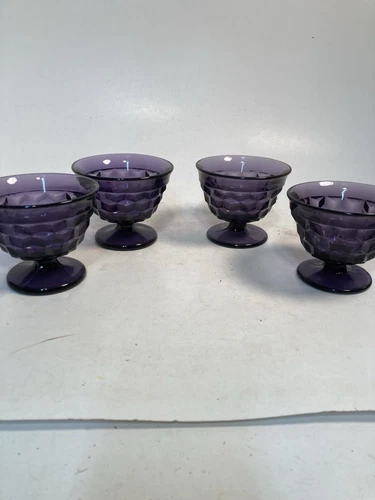 Fostoria American, sherbet bowls, ice cream, purple, SHORT stem, Set of 4