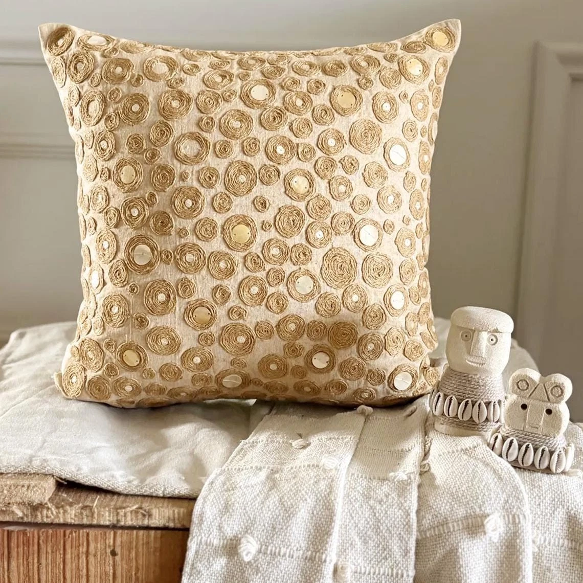 Square Sofa Pillow Case Beige 16"x16", Home Decor Cotton Jute - Jute Centric
Opens in a new window o