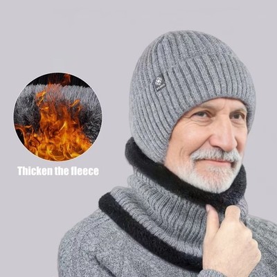 Herren Winter Strickmütze Warm Plüsch Beanie Mütze mit Gehörschutz Fleece Gefüttert UK
